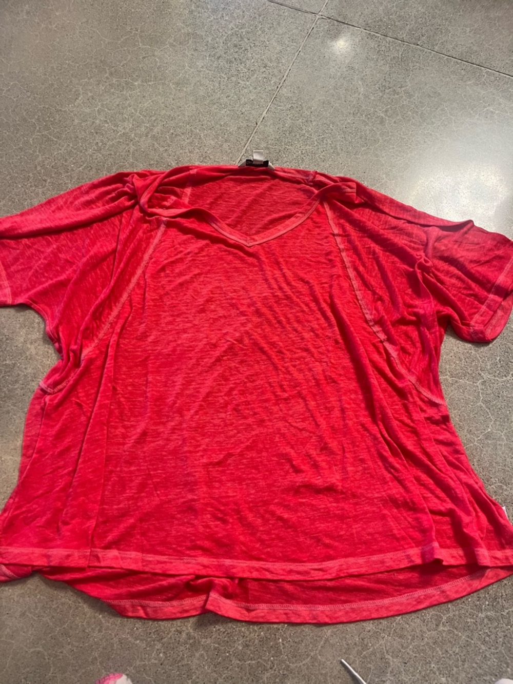 Calvin Klein Jeans Women's Red V-Neck Short Sleeve Top